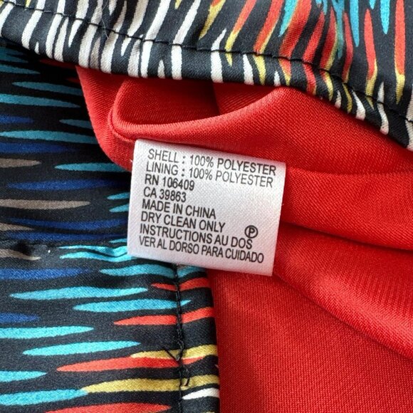 Tahari ASL Levine Abstract Chevron Tab Sleeve Cocktail Dress Multicolor Size 8 - Picture 9 of 10